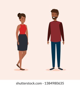 happy woman and man with hairstyle and clothes