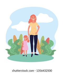 happy woman mother with her daughter and plants