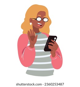 happy woman on the phone vector isolated