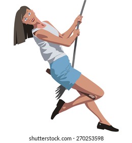 Happy woman on a swing