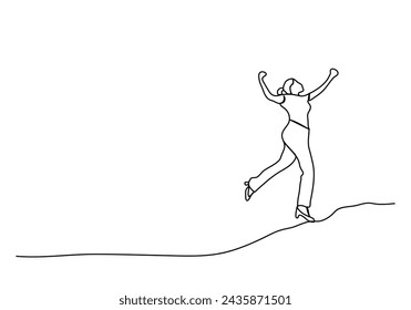 Happy woman. One line drawing vector illustration.