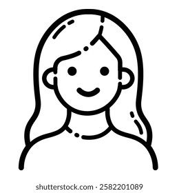 Happy Woman Outline Icon Isolated On White Background