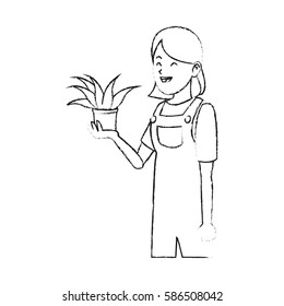 happy woman with plant icon image