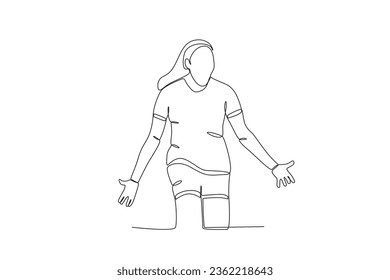 A happy woman playing football. Spain's women's football team victory