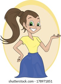 Happy woman with ponytail