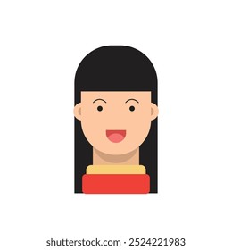 Happy woman portrait flat icon, vector sign, colorful pictogram isolated on white. Young woman avatar character symbol, logo illustration. Flat style design