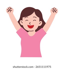Happy Woman Raising Arms Illustration