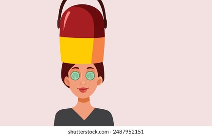 
Happy Woman Relaxing at the Beauty Salon Vector Cartoon. Beautiful girl with rejuvenating treatments and pampering rituals 
