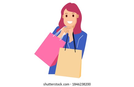 Happy woman with shopping bags