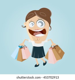 happy woman with shopping bags