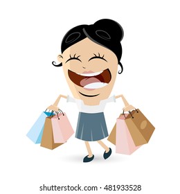 happy woman with shopping bags