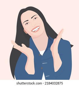 Feliz cara sonriente de mujer. Concepto de ilustración vectorial vida feliz con una sonrisa.