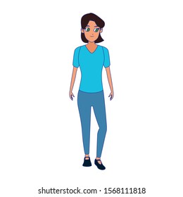 happy woman standing icon over white background, vector illustration