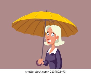 
Happy Woman Umbrella Holding an Umbrella Vector Cartoon Illustration

Cheerful lady feeling protected and safe under insurance 
