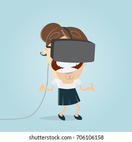 happy woman with vr glasses