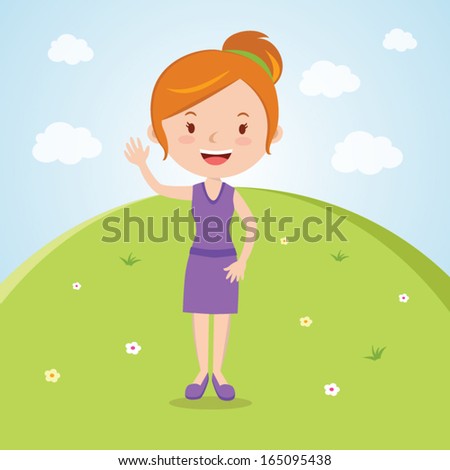 Happy woman waving. Happy day!