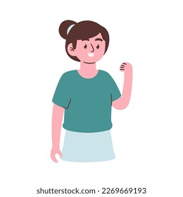 Happy Woman Wear green tshirt illustration