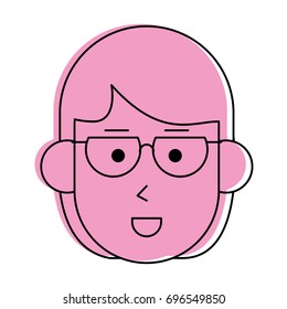 happy woman wearing glasses cartoon  icon image 