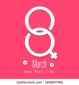 happy woman's day 8 march 2020 with woman symbol or sign red colored greeting design in papercut style vector eps