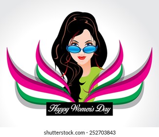 happy woman's day background with wave vector illustration 