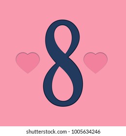 Happy woman's day card in flat style. 8 march banner. Vector illustration