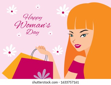 Happy Woman's Day Greeting Vector Illustration