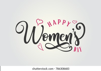 Happy Woman's Day Lettering. Celebration badge for Women's day. Gift Card invitation. Lettering typography poster. Vector Art.