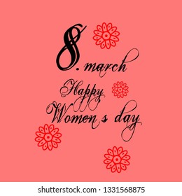 Happy Woman's Day text as celebration badge, tag, icon. Text card invitation, template. Lettering typography poster. 