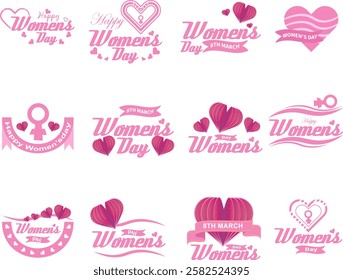 happy woman's day vector set