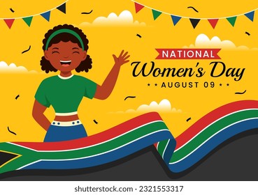 Happy Women Africa Day Celebration Vector Illustration with Ethnic Black Woman and African Flag in Flat Cartoon Hand Drawn Landing Page Templates