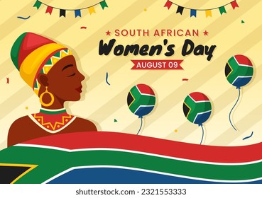 Happy Women Africa Day Celebration Vector Illustration with Ethnic Black Woman and African Flag in Flat Cartoon Hand Drawn Landing Page Templates