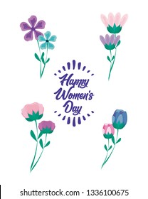 happy women day card with flowers decoration