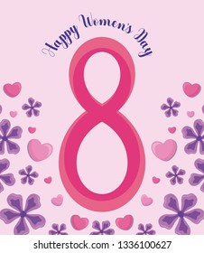 happy women day card with number eight date