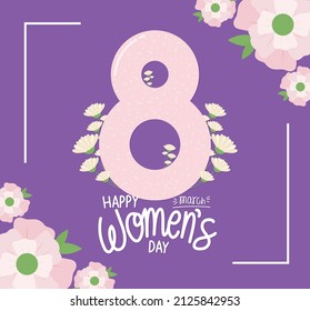 happy women day cartel with flowers