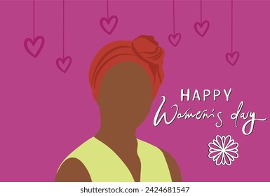 Happy Women Day Celebration Vector Illustration with Ethnic Black Woman and in Flat Cartoon Hand Drawn Landing Page Templates
