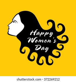 happy women day design , women with curly hair design vector