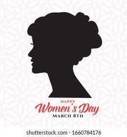 Happy Women Day holiday illustration. Paper cut girl head silhouette