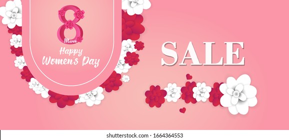 Happy Women Day holiday illustration. Banner Sale