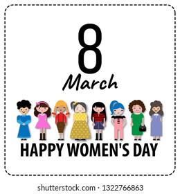 Happy Women day or International Women day with Beautiful Lady in the World vector