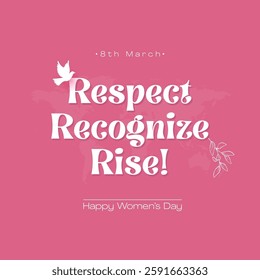 Happy Women Day Post Flat Background 8th March - Vector Illustration