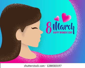 happy women day poster illustration with texture detailing painting