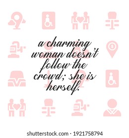 Happy women day quote. Editable vector illustration.