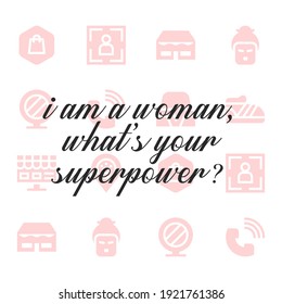 Happy women day quote. Editable vector illustration.