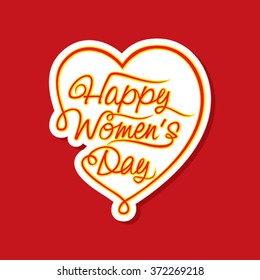 happy women day sticker or label design vector