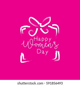 Happy Women Day text lettering vector greeting 