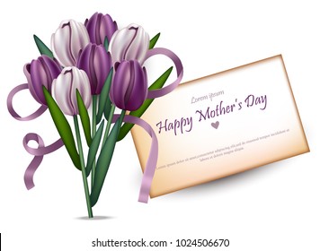Happy women day tulips bouquet Vector. beautiful card backgrounds