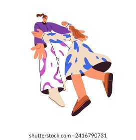 Happy women friends meeting, hugging, greeting each other. Smiling joyful girls, cheerful female characters embracing with love, glad to see. Flat vector illustration isolated on white background