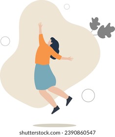 Happy women jumping. Positive emotions.flat vector illustration
