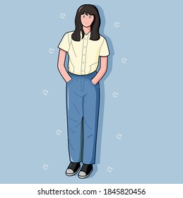 Happy women vector illustration set