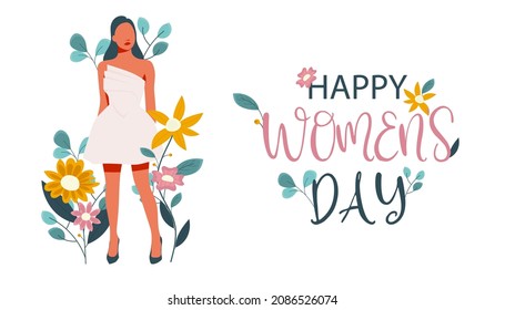 Happy Women's Day 2022. Background for the holiday on March 8. Vector illustration.